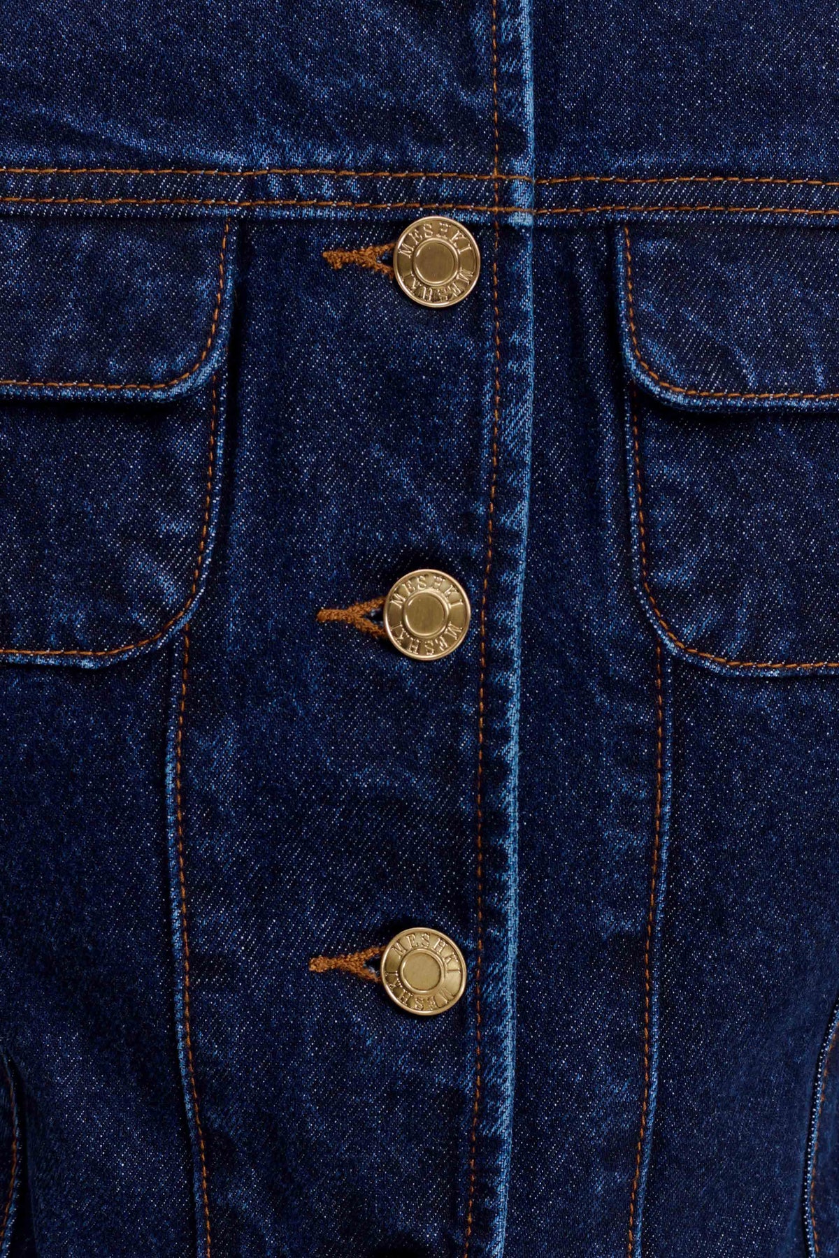 Marge Fitted Denim Short Sleeve Top Indigo Blue