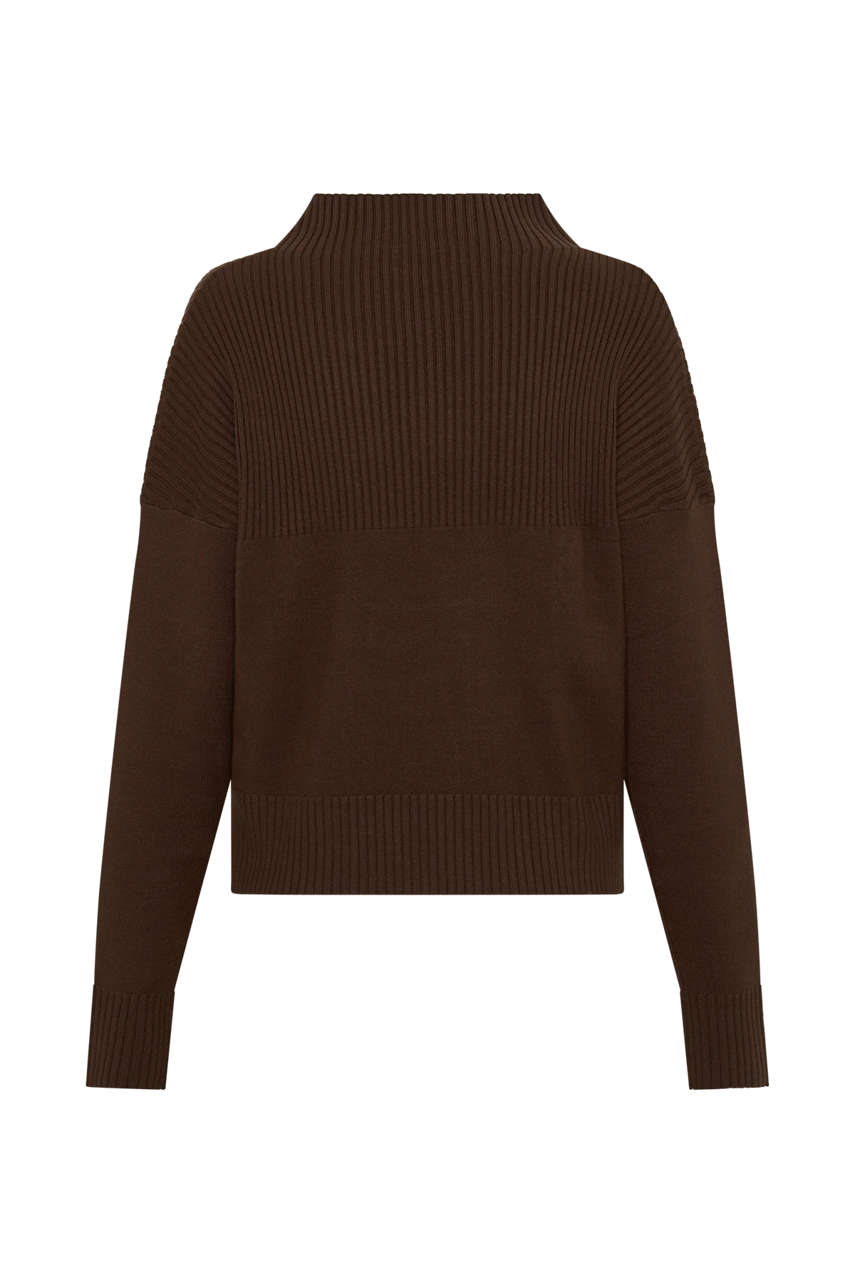 Stanley Ribbed High Neck Jumper Chocolate