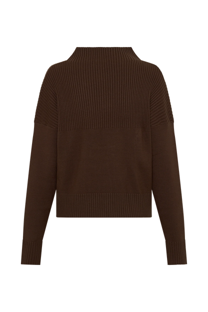 Stanley Ribbed High Neck Jumper Chocolate