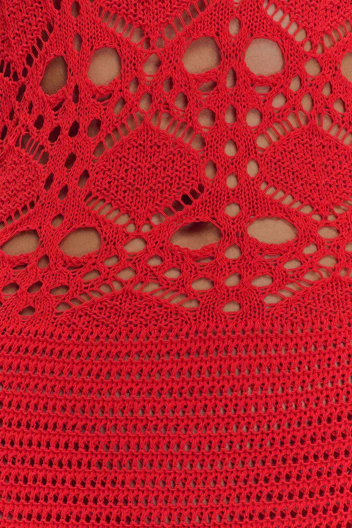 Solstice Off Shoulder Crochet Knit Maxi Dress Blood Orange