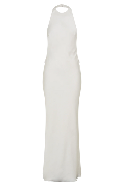 Rinna Satin Halter Maxi Dress Ivory