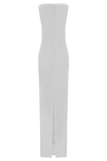 Magnolia Sleeveless Diamante Maxi Dress Silver