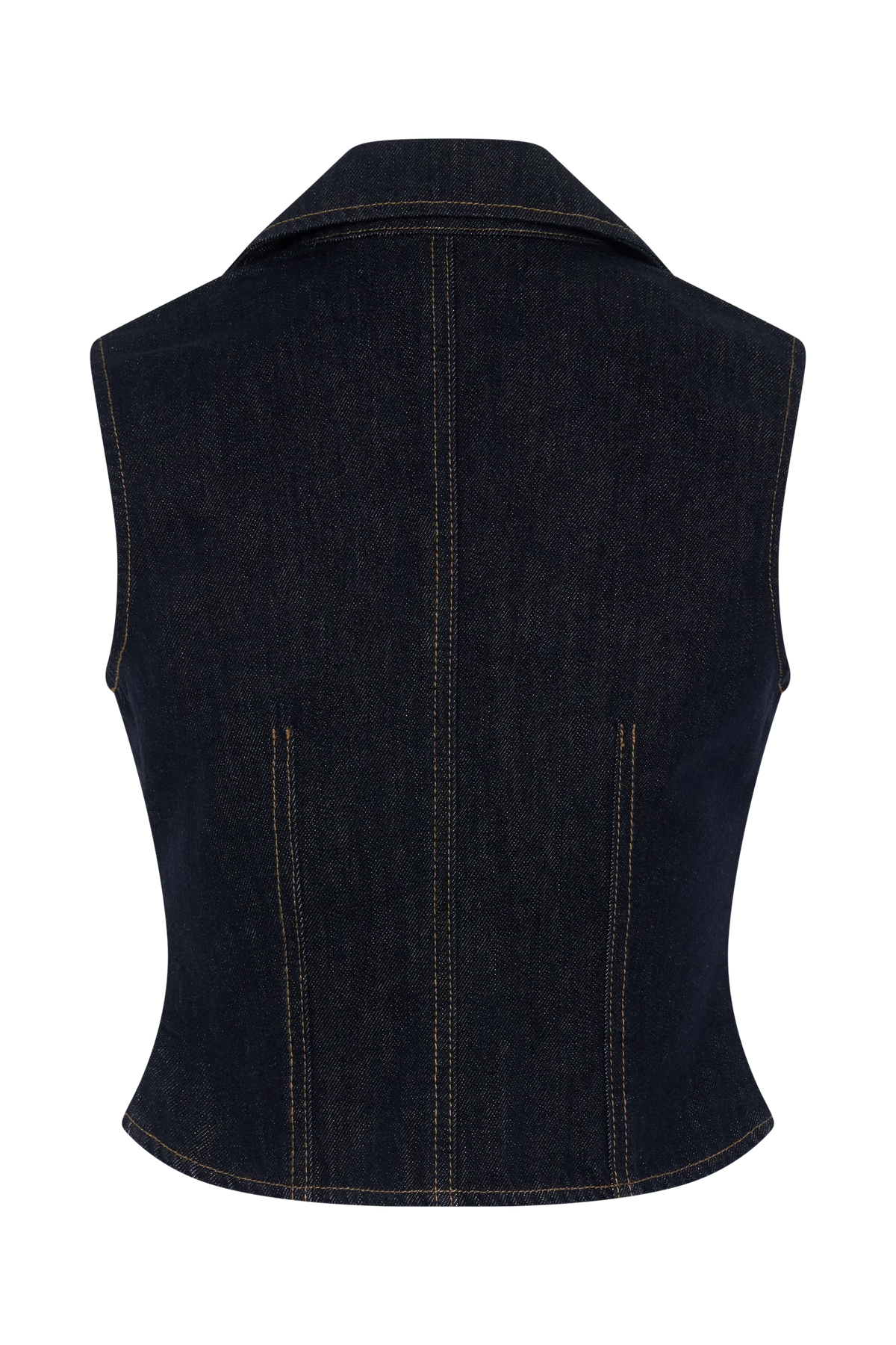 Shona Denim Vest With Decorative Buttons Washed Indigo Blue