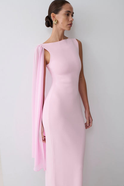 Farid Bandage Maxi Dress With Chiffon Baby Pink