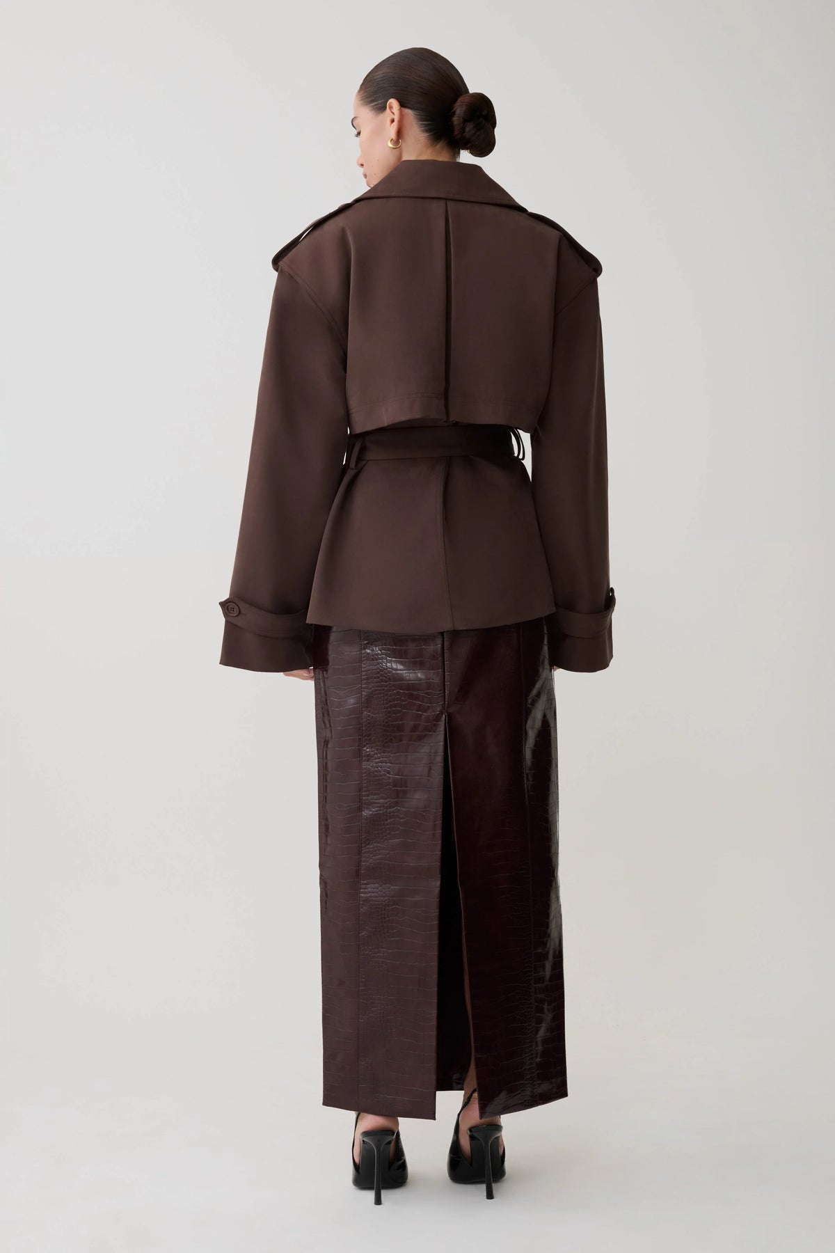 Alden Short Trench Jacket Chocolate