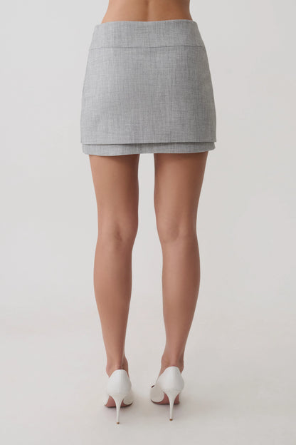 Daisy Wrap Mini Skirt Charcoal Marle