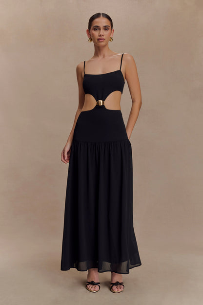 Georgina Chiffon Midi Dress Black