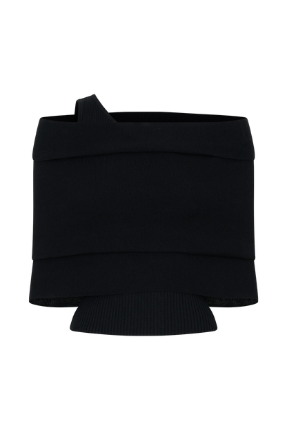 Sierra Asymmetrical Cashmere Blend Knit Top Black