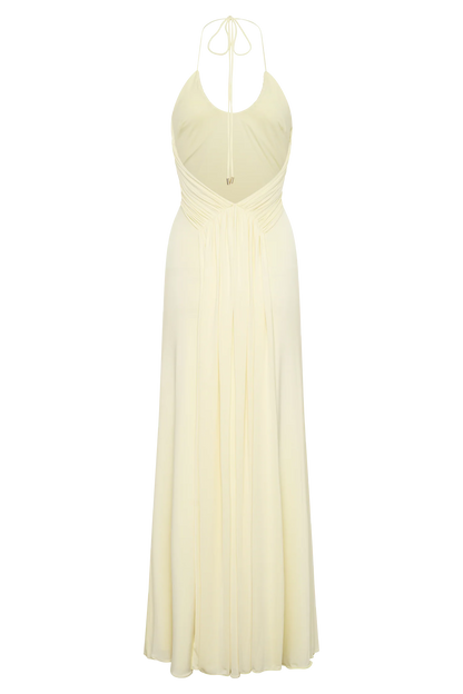 Maely Gathered Slinky Maxi Dress Lemon