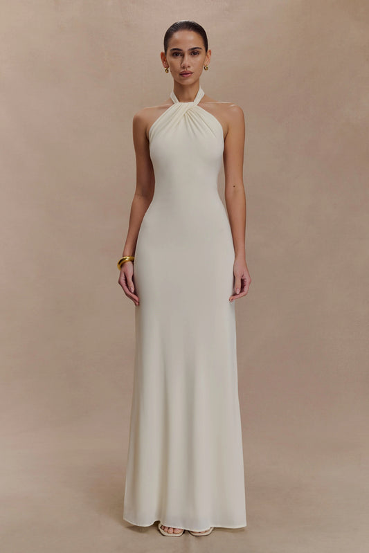 Elyna Slinky Halter Maxi Dress Ivory