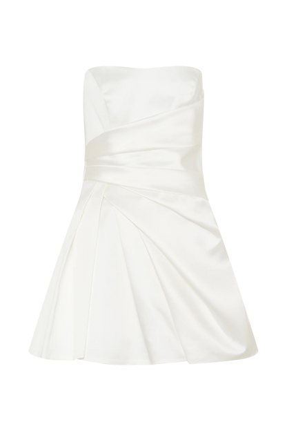 Lora Strapless Satin Mini Dress White