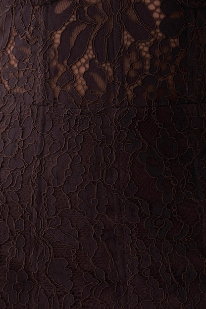 Ottilie Lace And Mesh Midi Dress Dark Chocolate