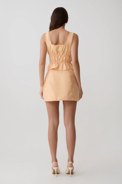 Vivian Embroidered Mini Skirt Orange