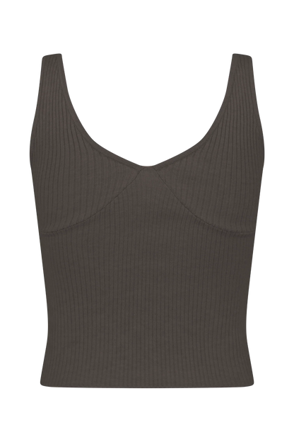 Natalya Ribbed Knit Cami Top Dark Chocolate