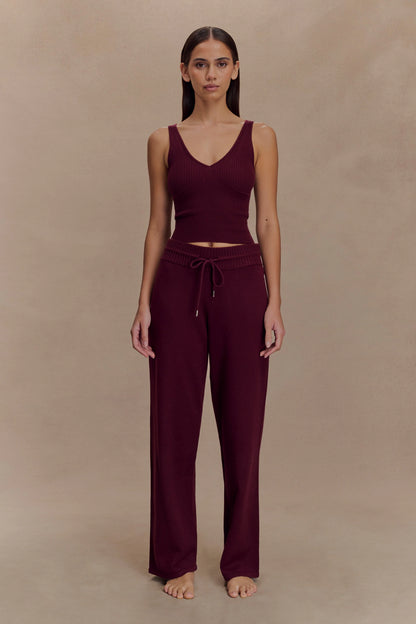 Natalya Ribbed Knit Cami Top Merlot