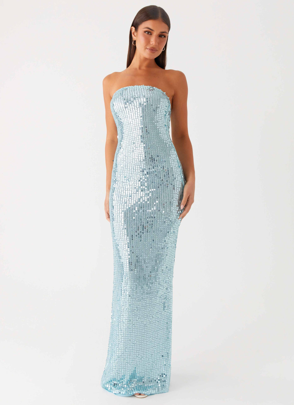 Lyric Sequin Maxi Dress Turquoise