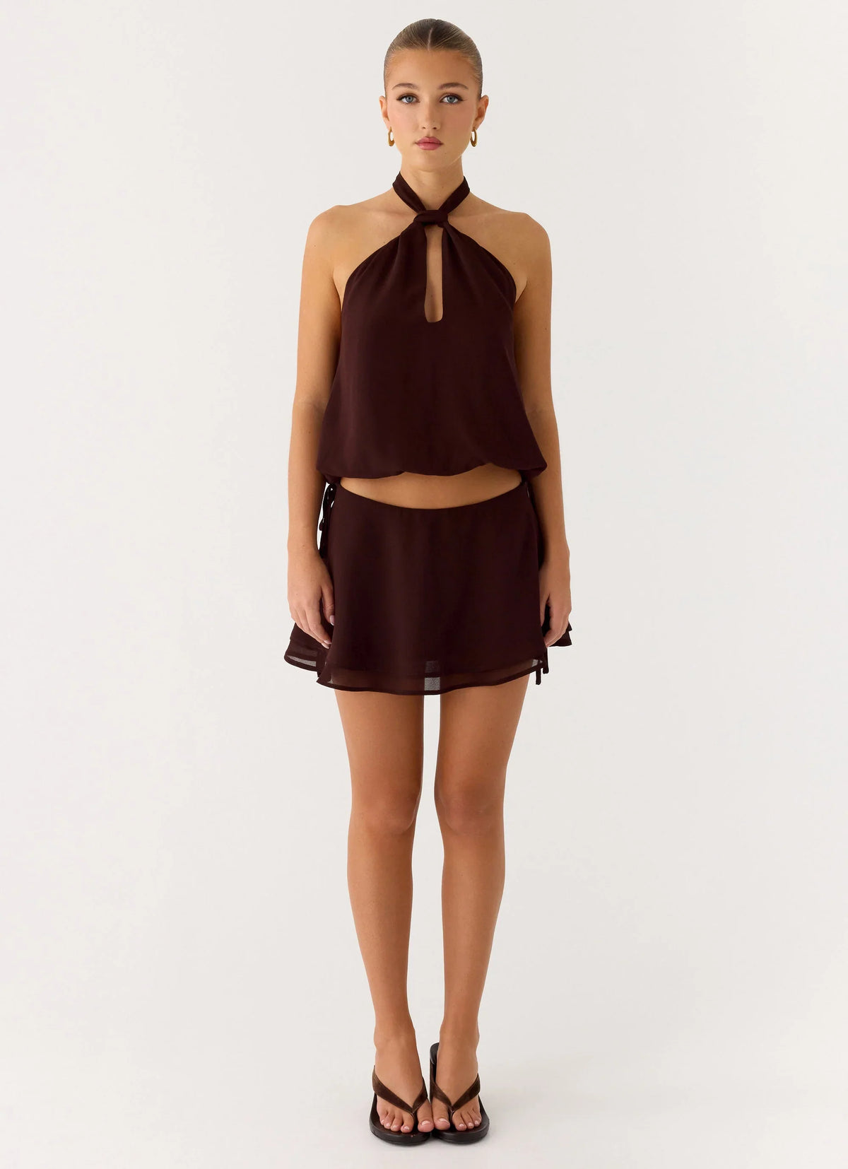 Everywhere I Go Mini Skirt Chocolate