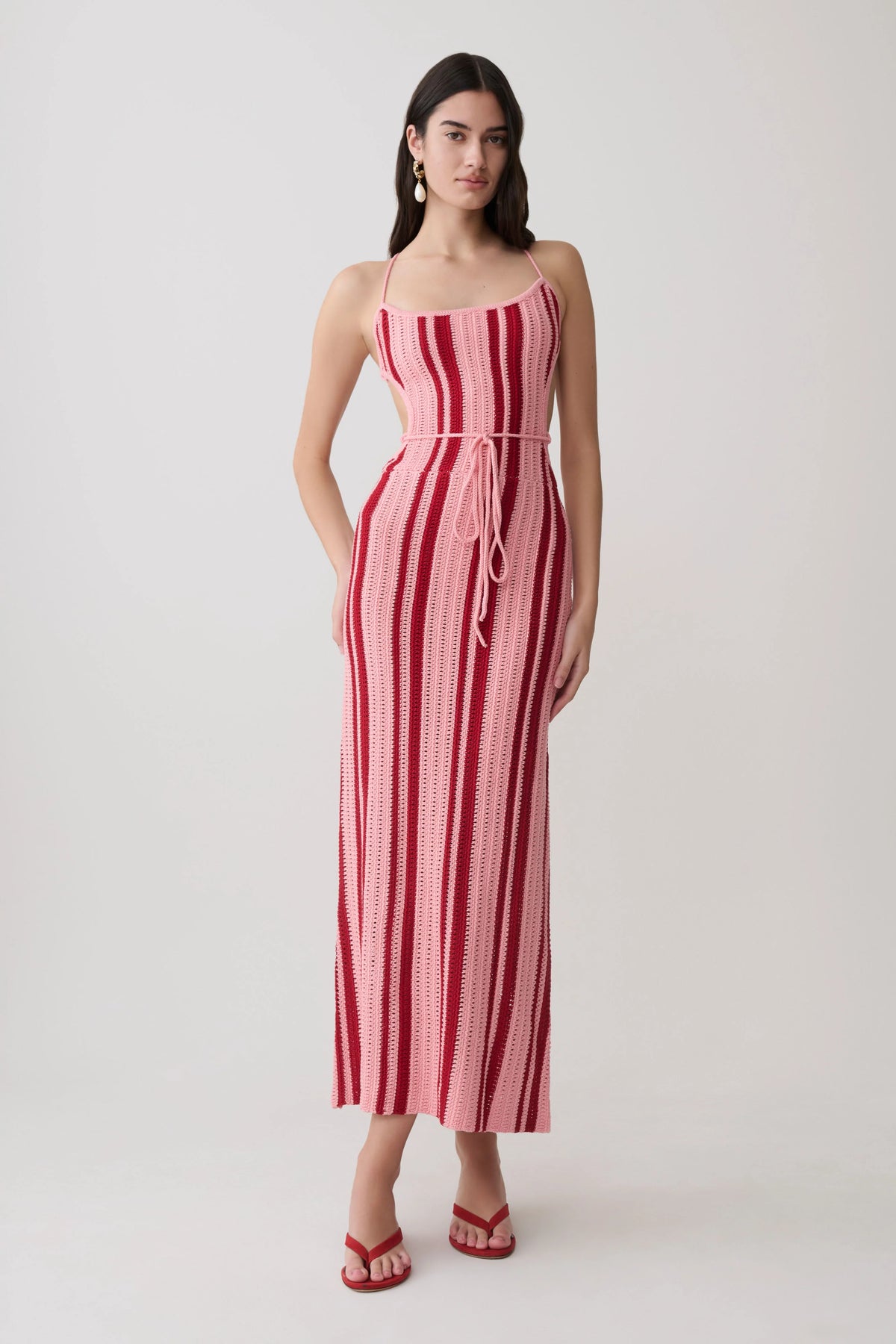 Shepherd Crochet Halter Maxi Dress Pink
