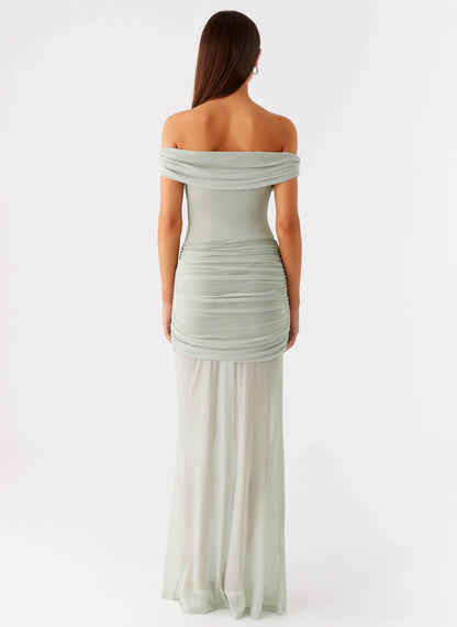 Eyllin Off Shoulder Maxi Dress Sage