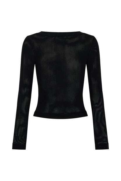 Lumi Long Sleeve Mesh Top Black
