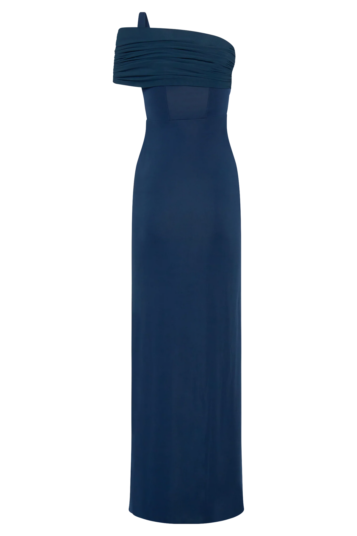 Hanh One Shoulder Mesh Maxi Dress Ink Blue