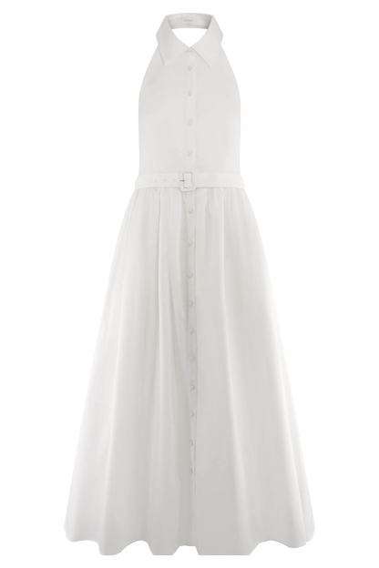 Cindy Collared Midi Dress White