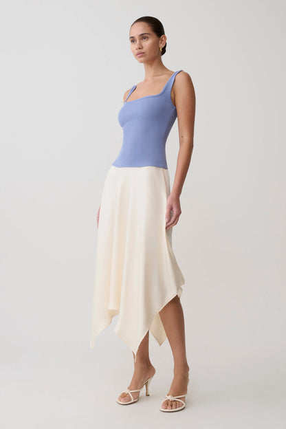 Aisling Ribbed Square Neck Sleeveless Top Cornflower Blue