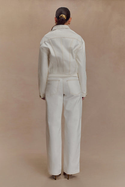 Kirra Cinched Denim Jacket White