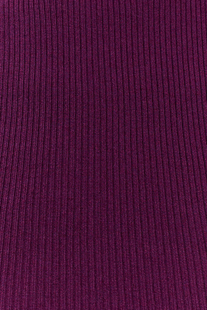 Diya Ribbed High Waisted Pants With Wire Hem Plum