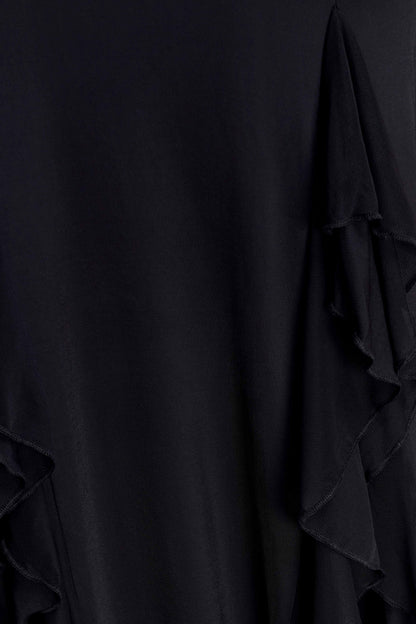 Etta Ruffle Slinky Maxi Dress Black