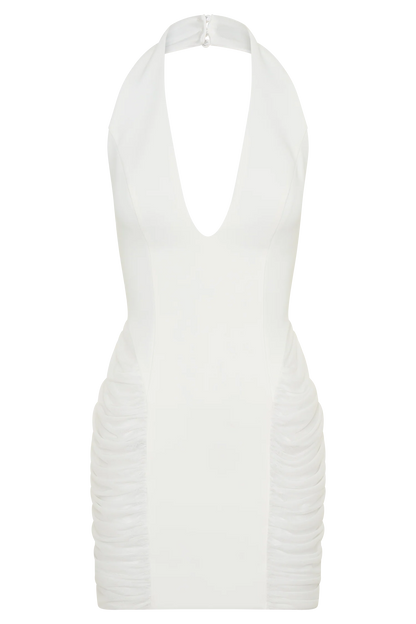 Anari Gathered Scuba Mini Dress White