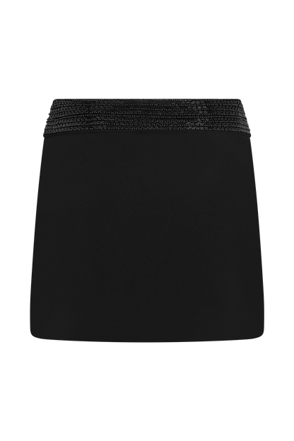 Emilia Beaded Waistband Mini Skirt Black