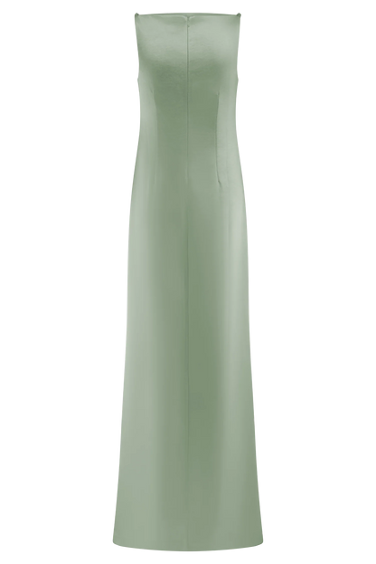 Violet Sleeveless Satin Maxi Dress Sage