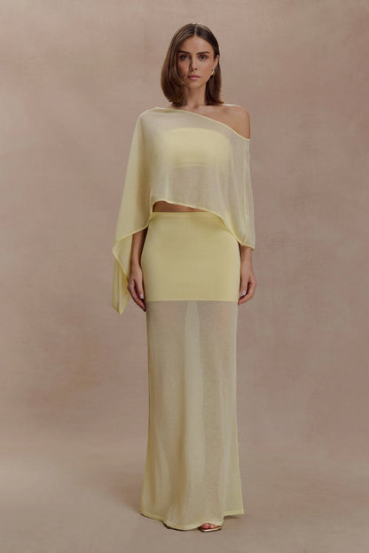 Lyra Sheer Knit Cape Lemon