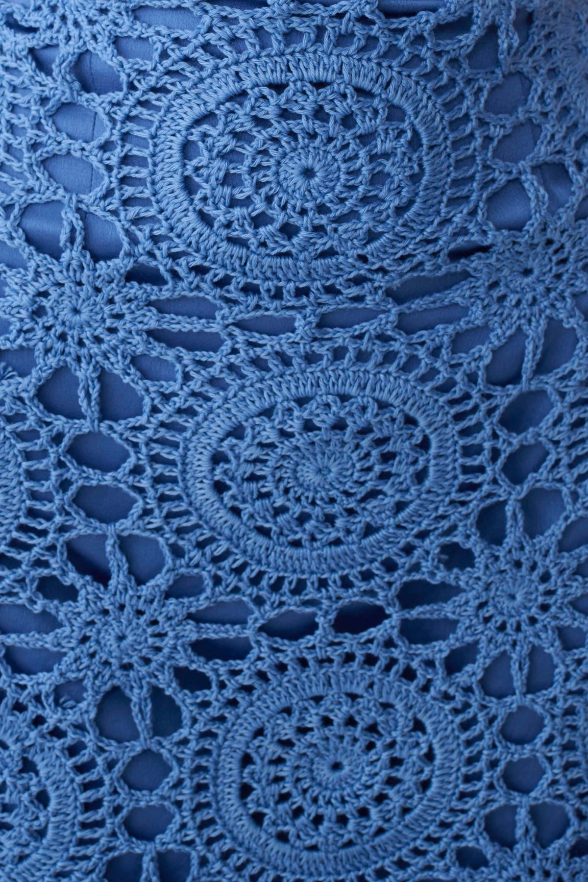 Stasia Strapless Crochet Mini Dress Periwinkle