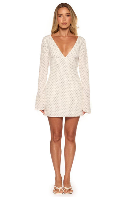 Winston White Polka Dot Long Sleeve Mini Dress