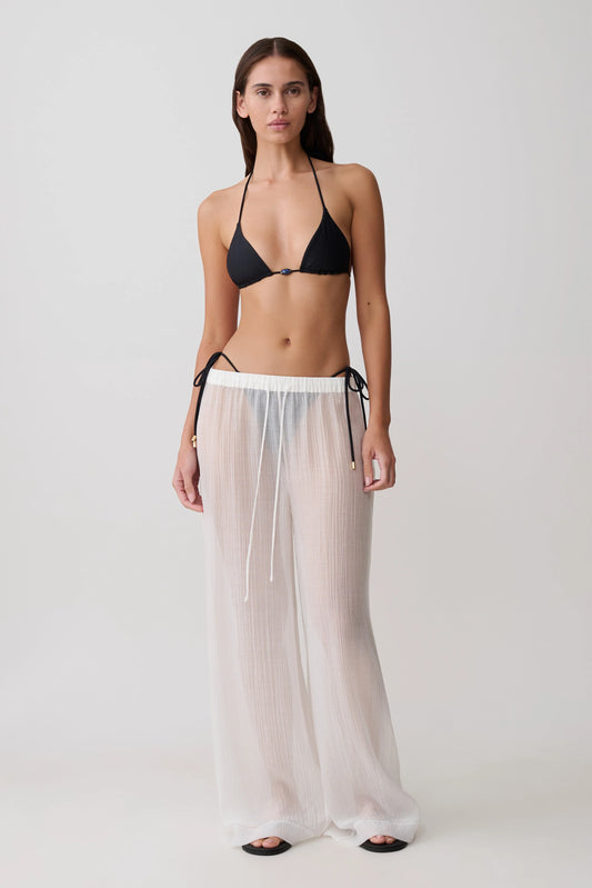 Leilani Sheer Drawstring Wide Leg Pants Ivory