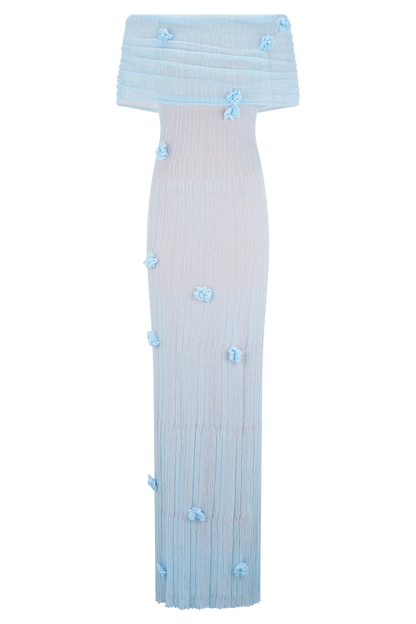Brynn Orchid Knit Maxi Dress Baby Blue