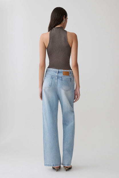 Nikki Lurex Top With Hardware Gunmetal