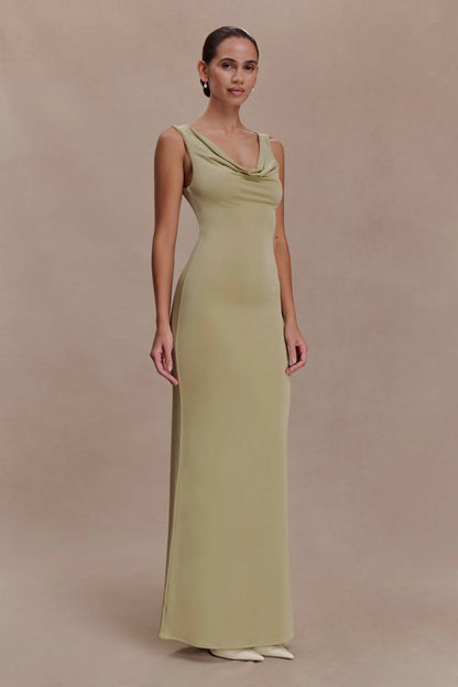 Marta Slinky Cowl Maxi Dress Sage