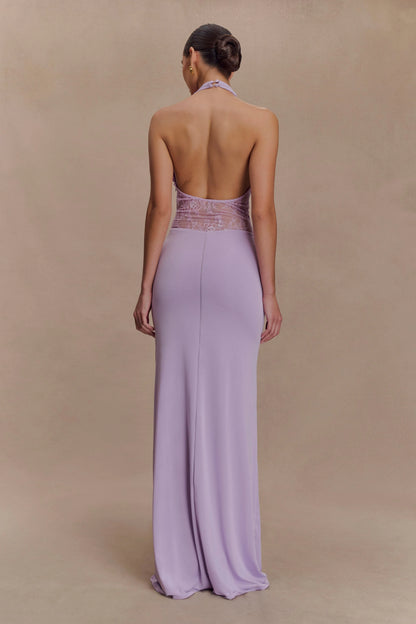 Bonnie Slinky And Lace Maxi Dress Lilac