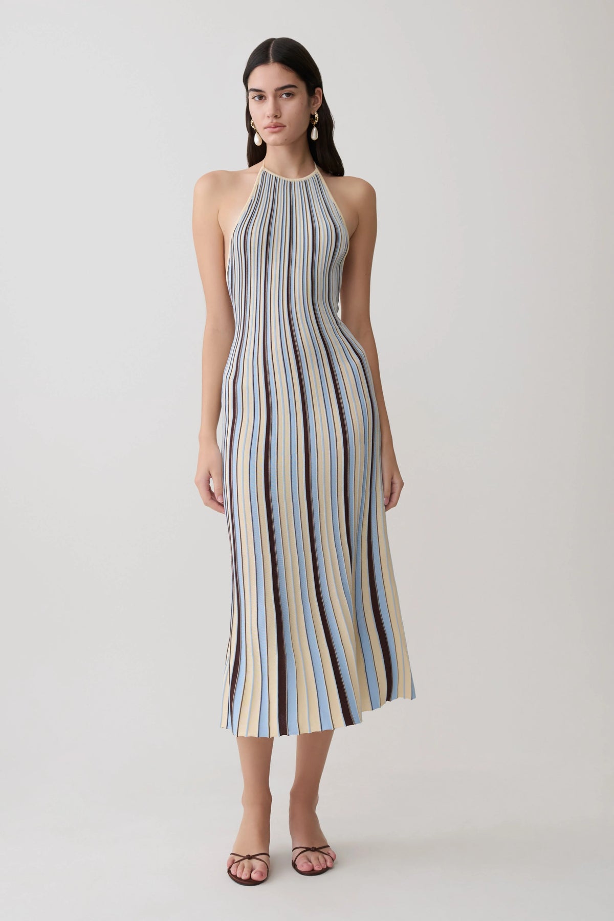 Dalani Halterneck Knit Midi Dress Blue Chocolate