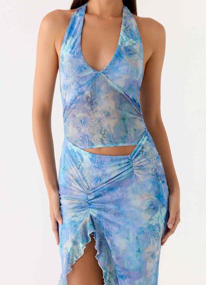 Last Sequence Maxi Dress Aqua Paisley
