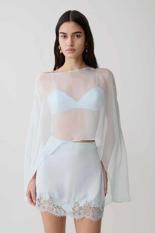Kirstine Bralette With Chiffon Cape Ice Blue