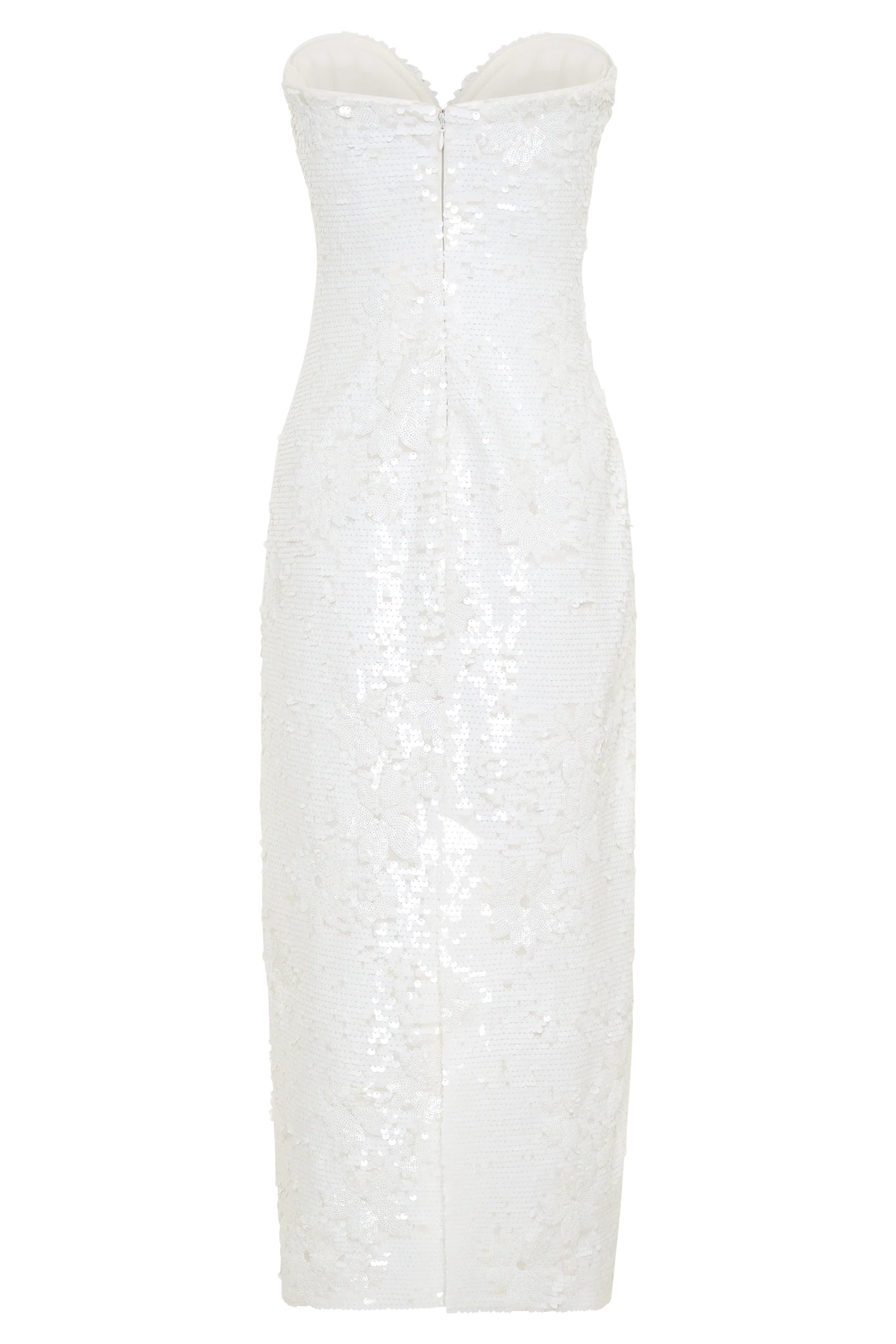 Maisie Strapless Sequin Midi Dress White