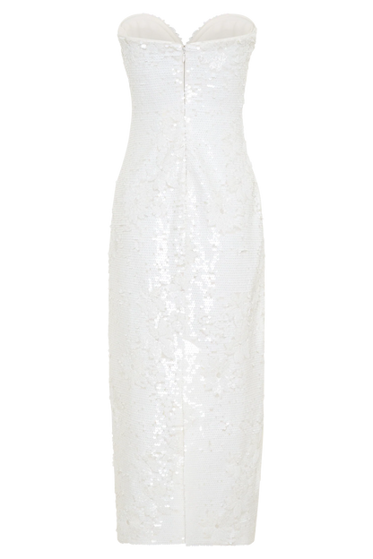 Maisie Strapless Sequin Midi Dress White