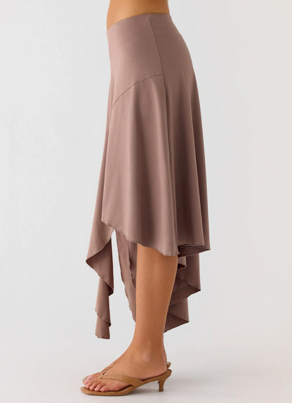 Jisoo Asymmetric Midi Skirt Desert Taupe
