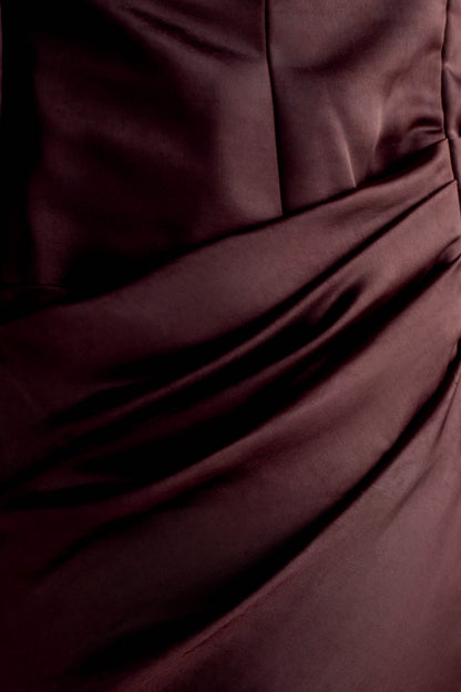 Iris Long Sleeve Satin Maxi Dress Dark Chocolate