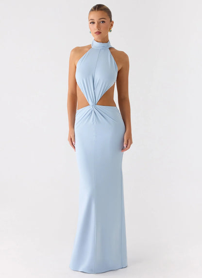 Warning Signs Maxi Dress Blue