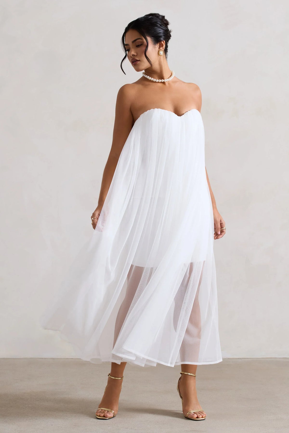 Dreamland Ivory Sweetheart Corset Mini Dress With Tulle Overlay